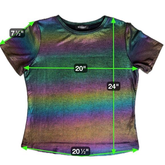 Metallic Shimmer Rainbow Top Women Large Sheer Festival Rave Club EDC Party READ - Picture 8 of 15